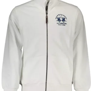 Chic White Cotton Sweater with Embroidery