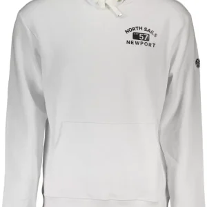 Sleek White Hooded Sweatshirt with Logo Print