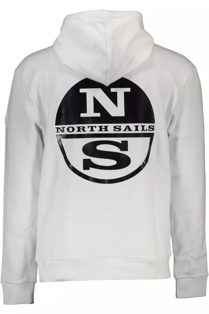Sleek White Hooded Sweatshirt with Logo Print - Image 2