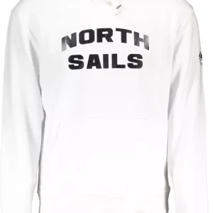 Chic White Hooded Sweatshirt with Central Pocket