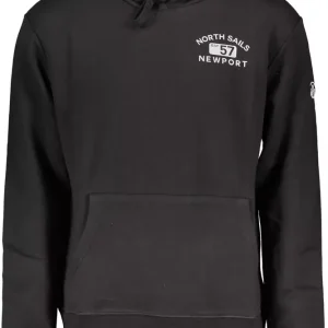 Sleek Black Hooded Cotton-Blend Sweatshirt