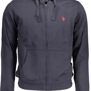 Elegant Blue Zip Hoodie with Embroidered Logo