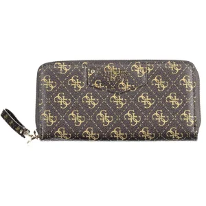 Chic Brown Zip Wallet with Contrasting Details