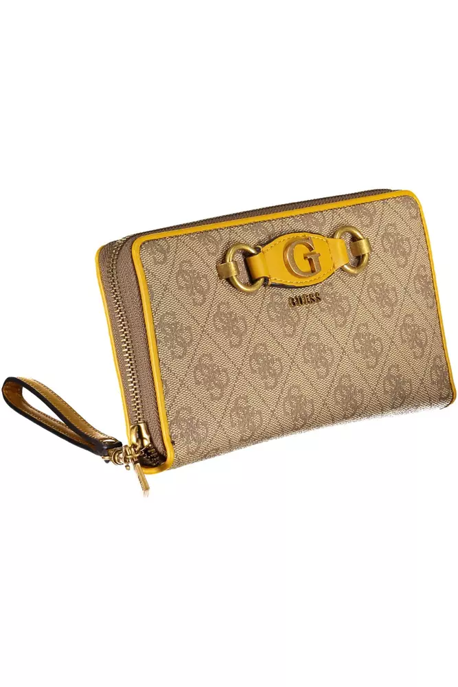 Beige Zip-Around Wallet with Contrast Details - Image 3