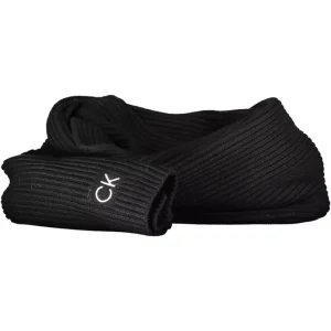 Elegant Black Cotton Cashmere Blend Scarf