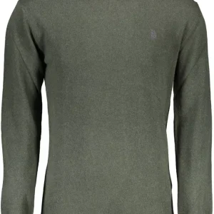 Elegant Green Slim Sweater with Logo Accent