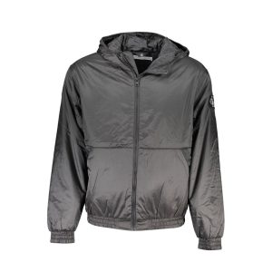 Sleek Black Hooded Jacket with Contrast Detail